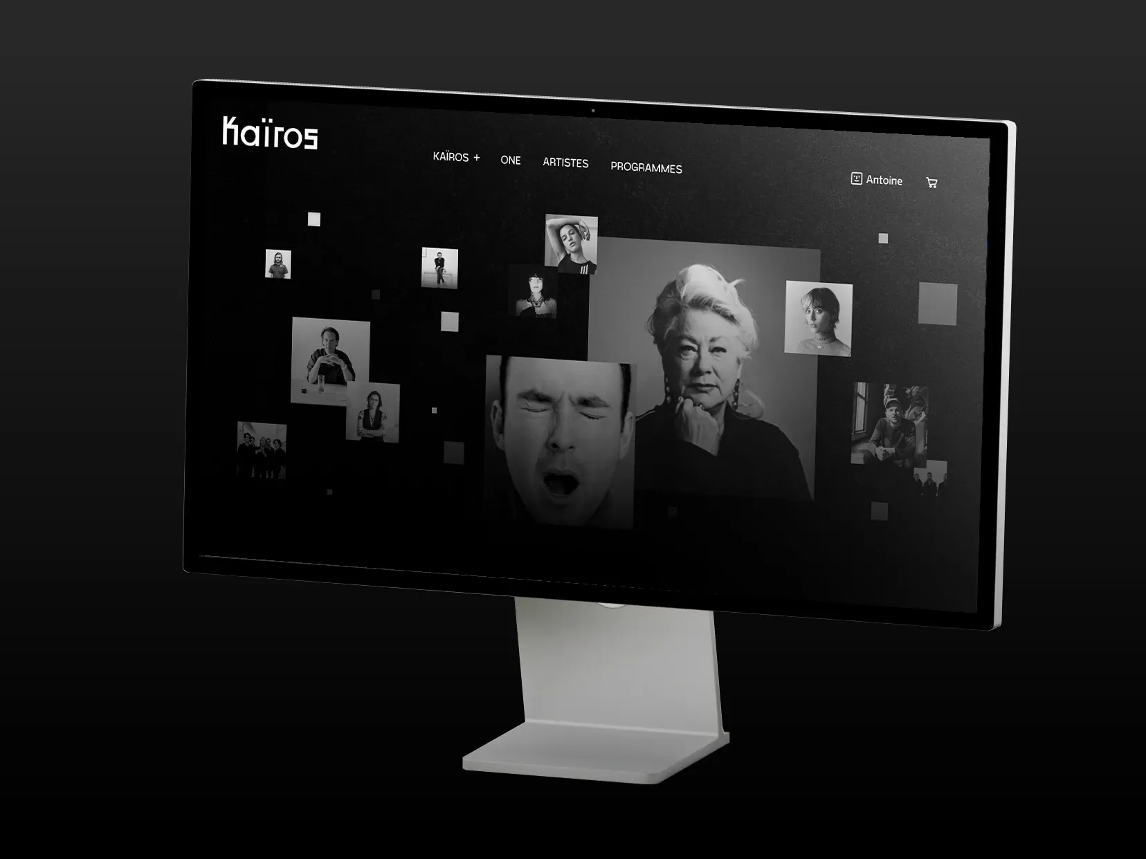 KAÏROS website on a desktop screen, artists